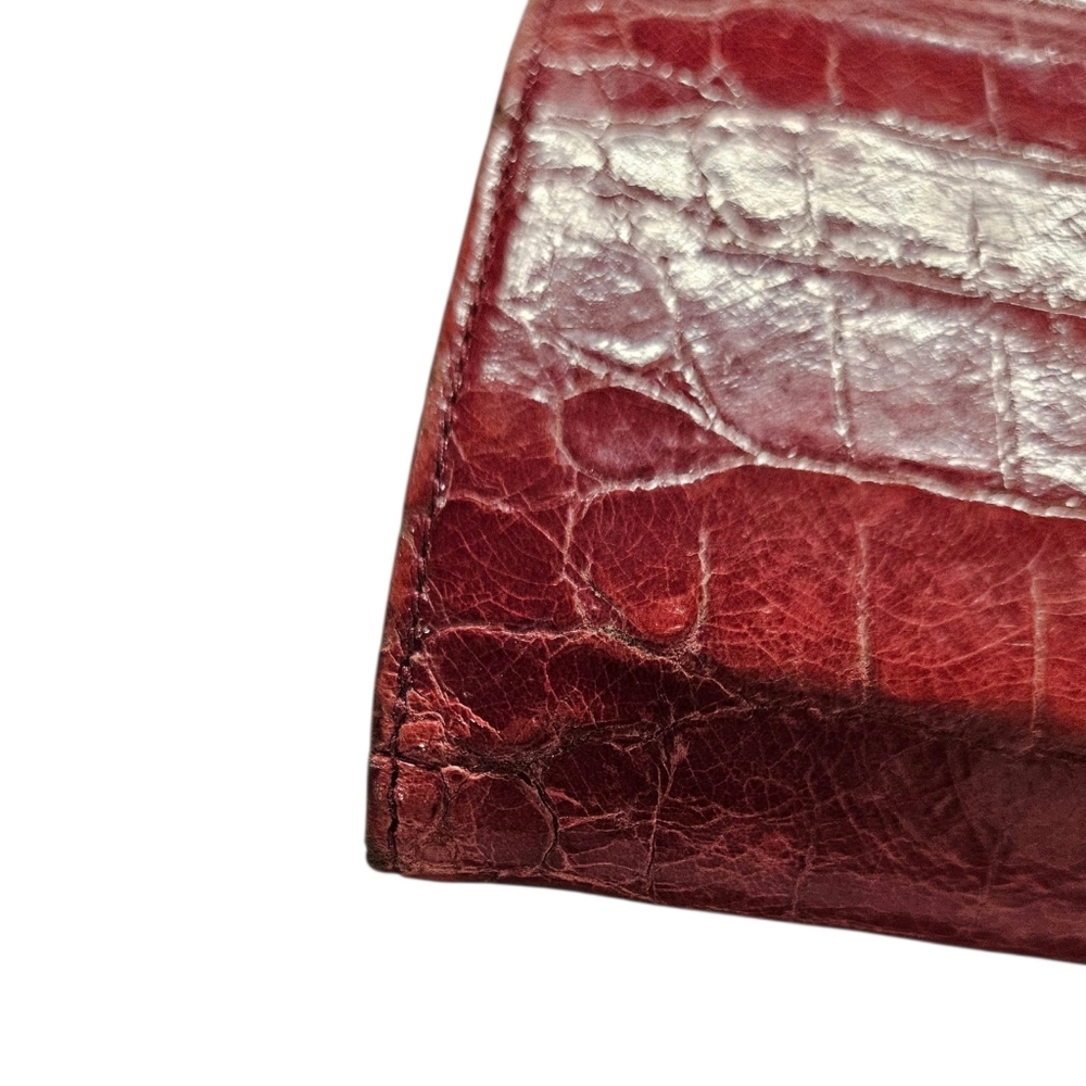 Miu Miu Kisslock Crocodile Embossed Leather Clutch Phone Wallet In Peony Pink - Picture 9 of 17